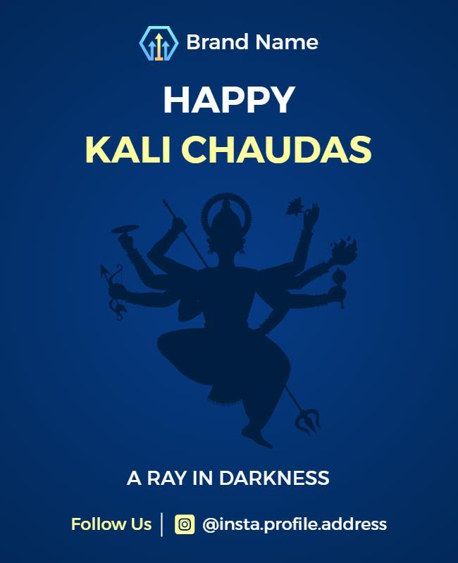 Divine Dark Blue Kali Chaudas Celebration Poster Template