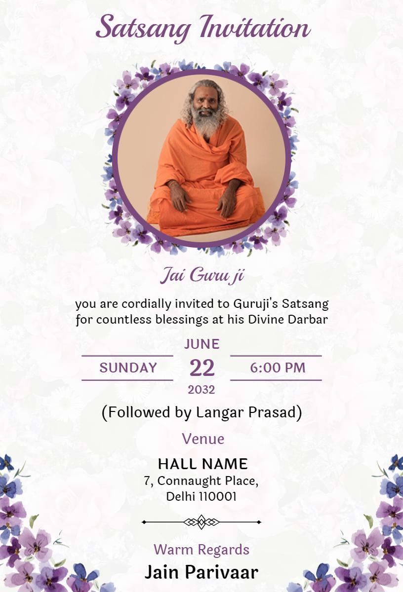 Divine Satsang Blessings Pooja Invitation Template