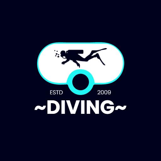 Diving Silhouette Against Dark Background for Enthusiasts Logo Template