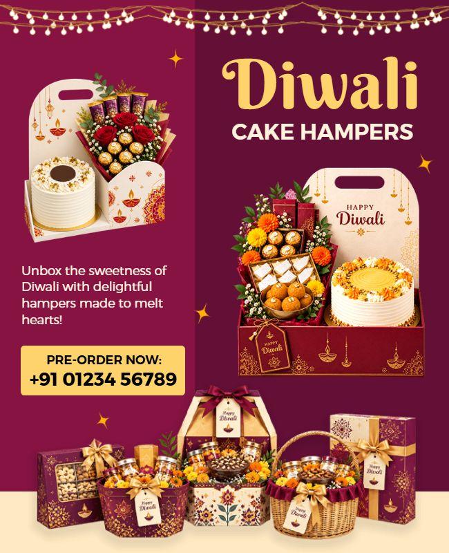 Diwali Cake Hampers Promotion Poster Template