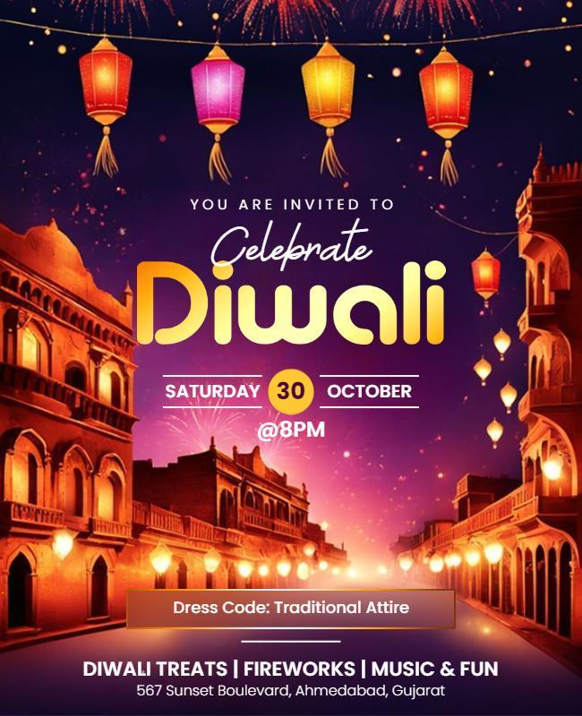 Diwali Celebration Invitation Flyer Template