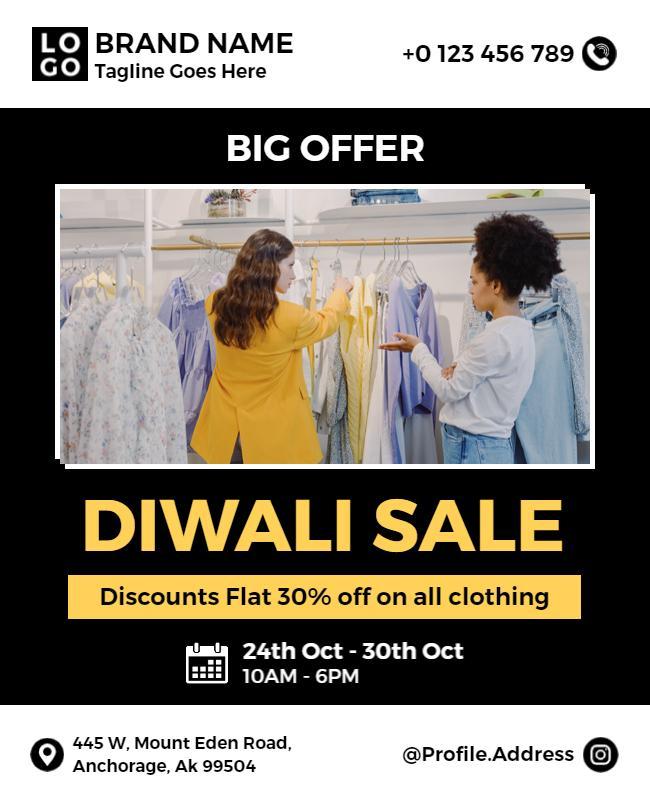 Diwali Clothing Sale Discount Flyer Template