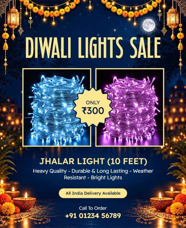 Diwali Decorative Lights Sale Flyer Template