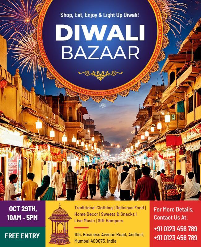 Diwali Festival Bazaar Event Flyer Template