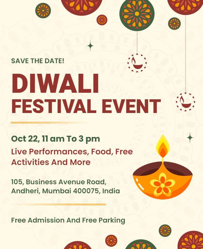 Diwali Festival Celebration Event Flyer Template