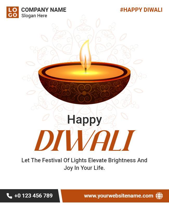 Festive Diwali Celebration with Traditional Candle Flyer Template