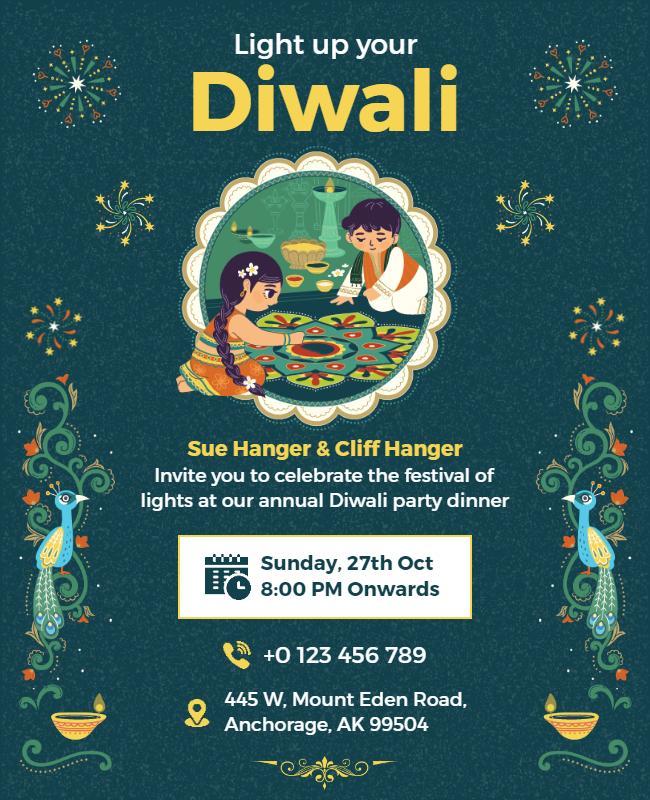 Diwali Festival Celebration Party Flyer Template