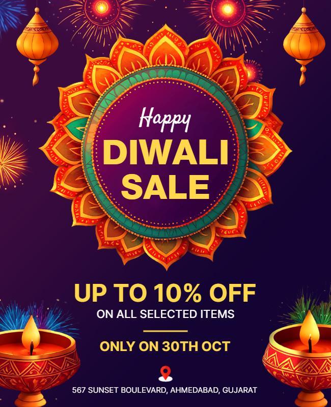 Diwali Festival Discount Promotion Flyer Template