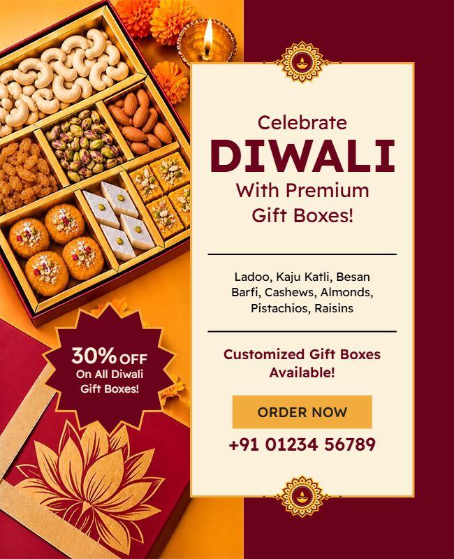 Diwali Festival Gift Box Promotion Flyer Template
