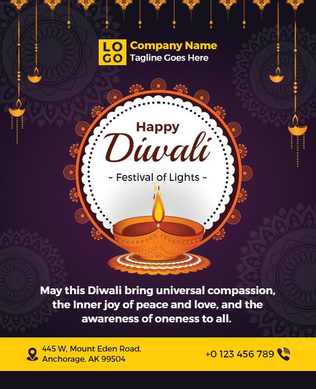 Diwali Festival Of Lights Celebration Flyer Template