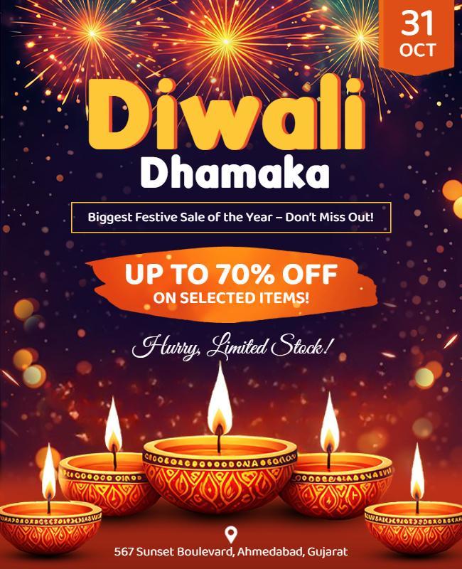 Diwali Festive Sale Discount Flyer Template