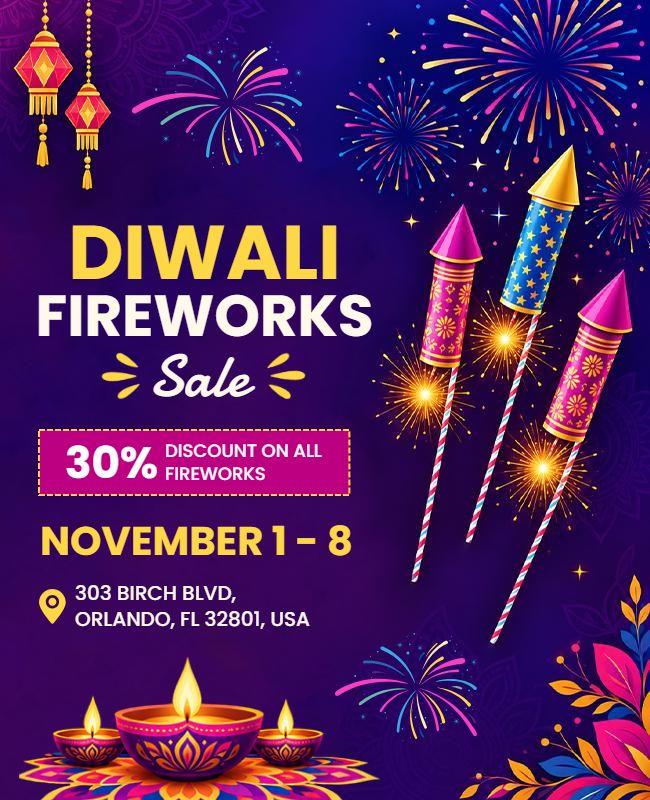 Diwali Fireworks Sale Celebration Poster Template