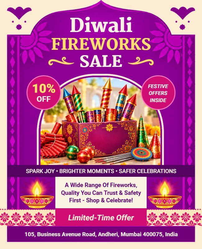 Diwali Fireworks Sale Promotional Flyer Template