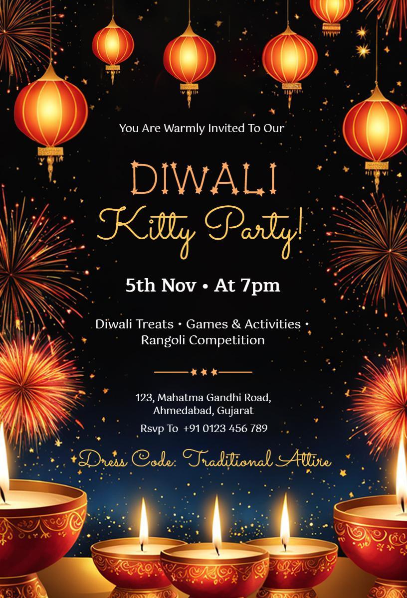 Diwali Kitty Party Festivities Celebration Invitation Template