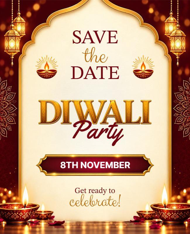 Diwali Party Save the Date Flyer Template