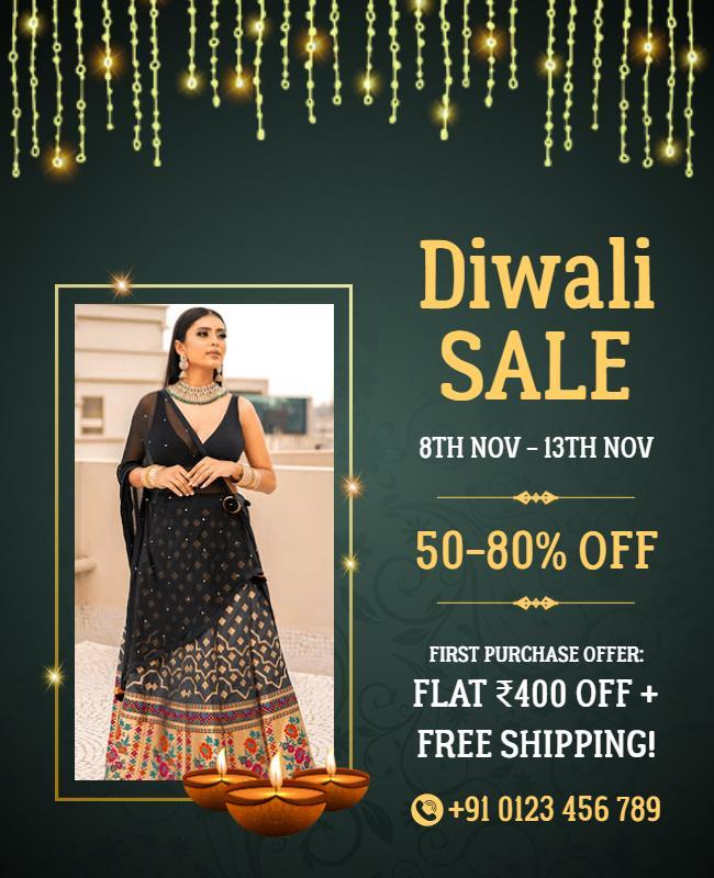 Diwali Sale Event Promotional Flyer Template