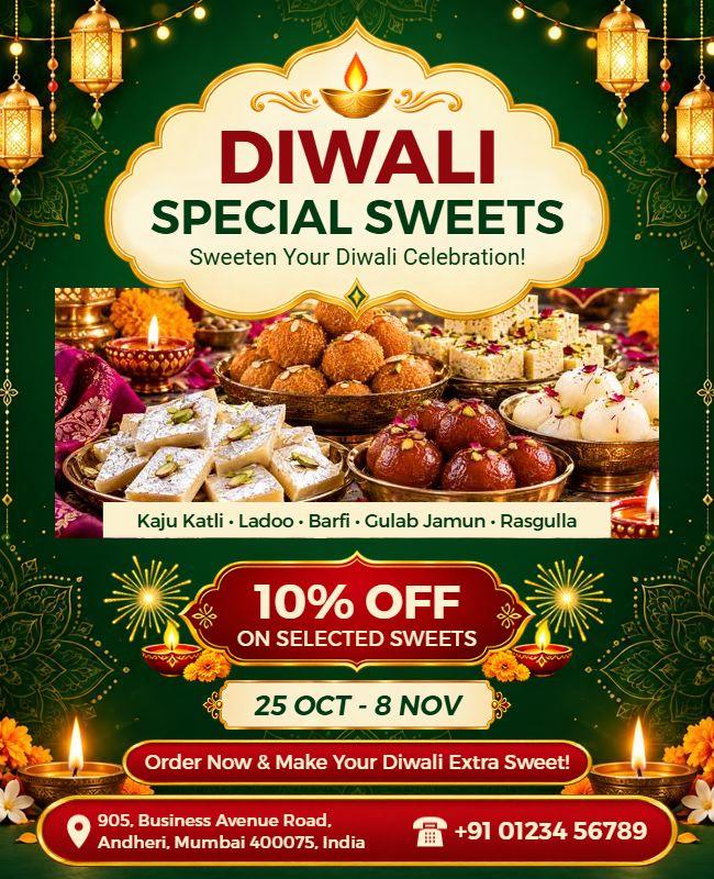 Diwali Special Sweets Promotion Flyer Template