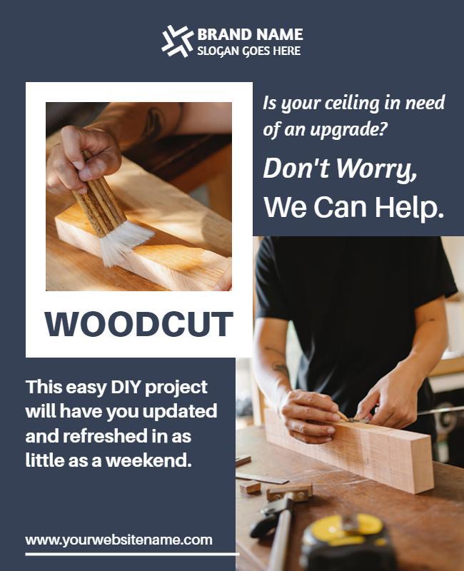 DIY Home Improvement Woodcut Project Guide Poster Template