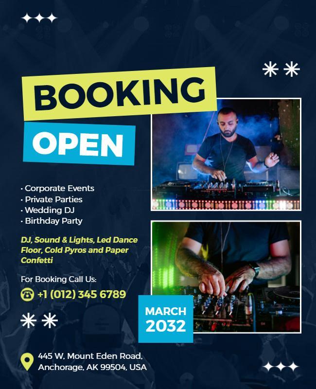 Dj and Event Booking Services Flyer Template