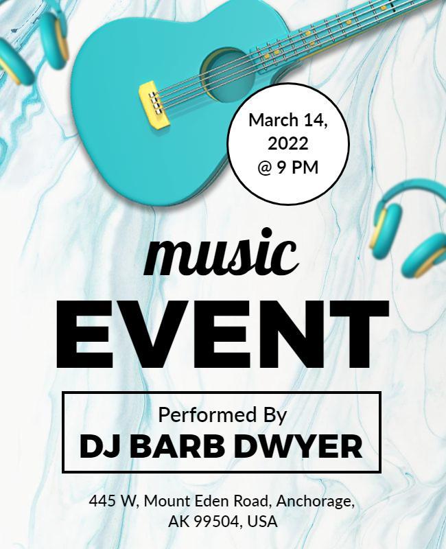 Dj Barb Dwyer Live Music Event Flyer Template