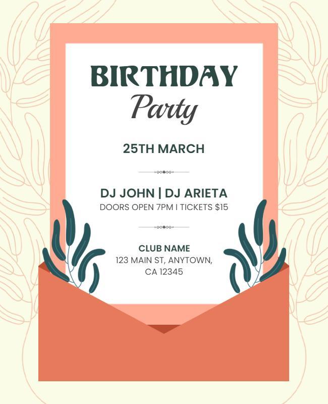 Dj Birthday Party Invitation Flyer Template