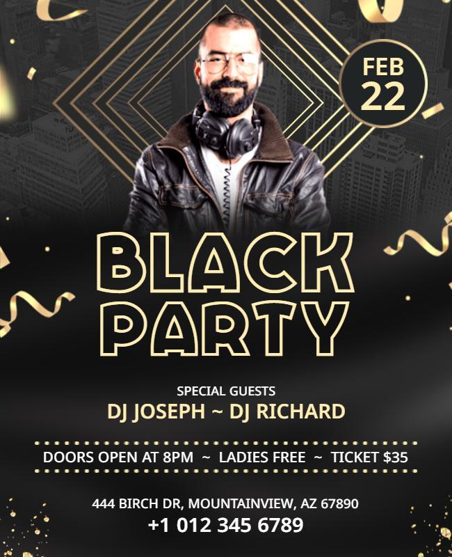 Dj Black Party Event Flyer Template