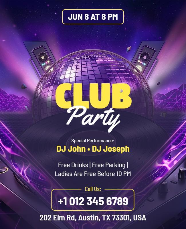 DJ Club Party Event Flyer Template