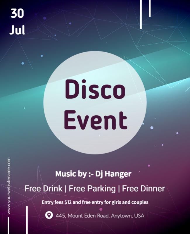 Dj Disco Party Night Event Flyer Template