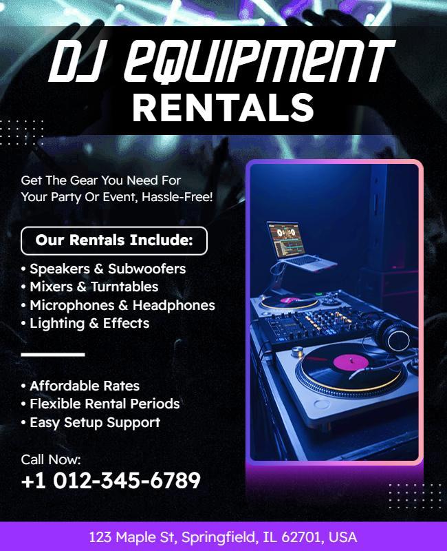 DJ Equipment Rental Services Flyer Template