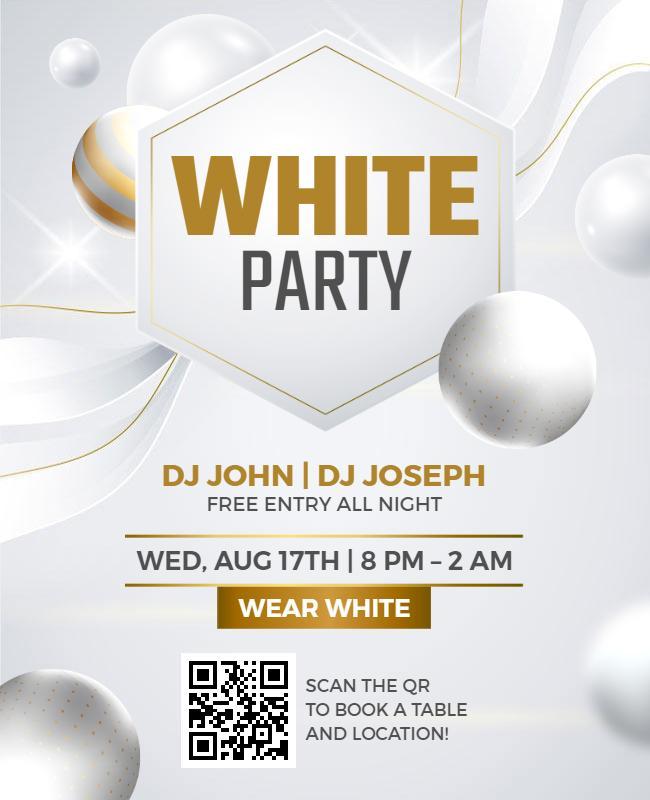 DJ Night Club White Party Flyer Template