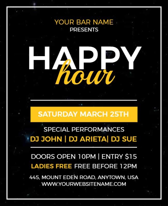 Dj Night Happy Hour Event Flyer Template