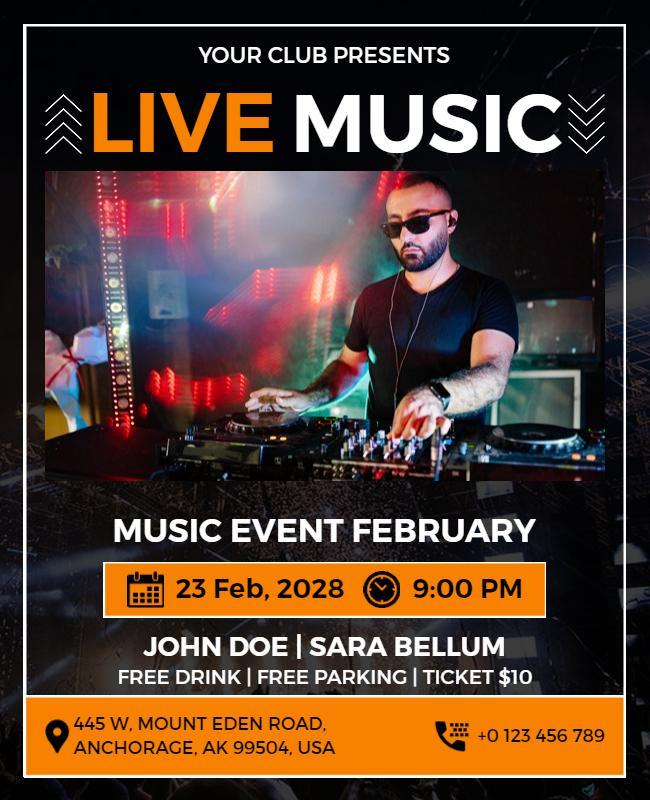 Dj Night Live Music Event Flyer Template