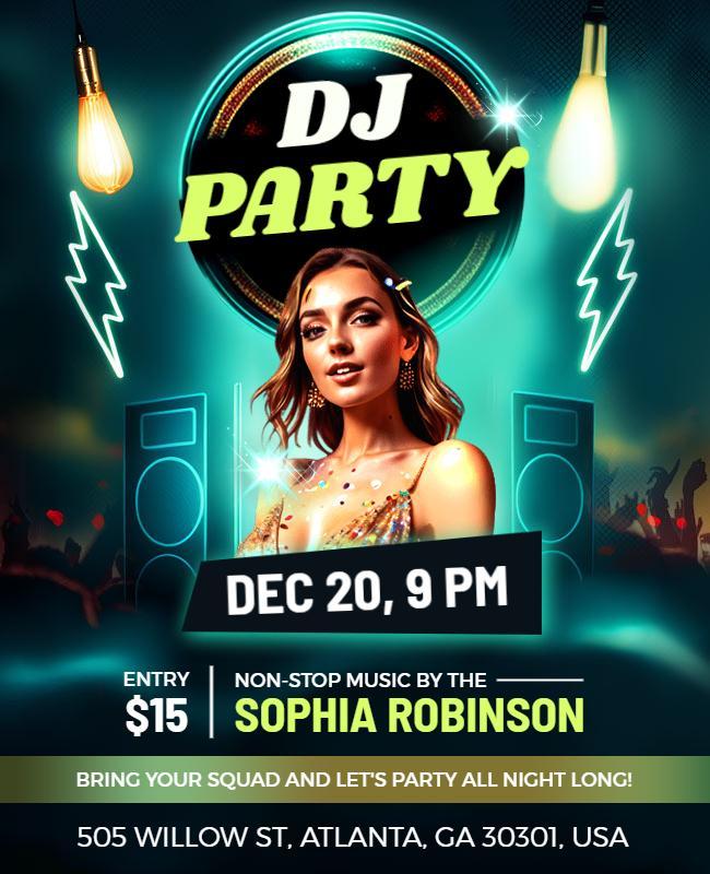 DJ Night Party Celebration Flyer Template