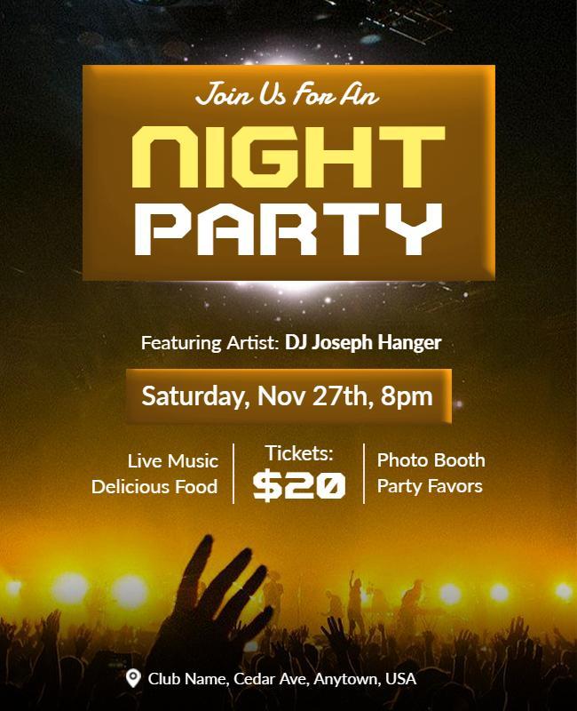 Vibrant Gold Night Party Celebration Flyer Template