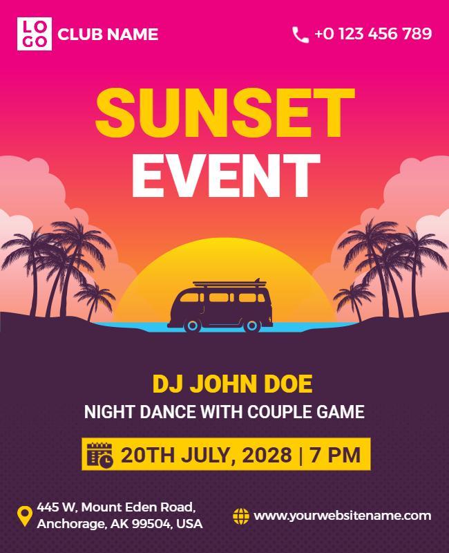 Dj Night Sunset Event Flyer Template