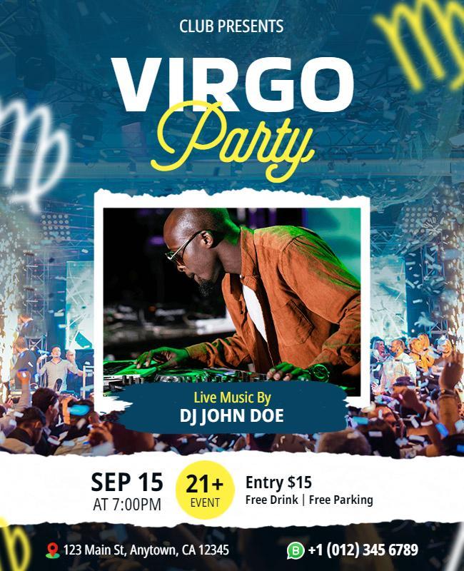 Dj Night Virgo Party Event Flyer Template