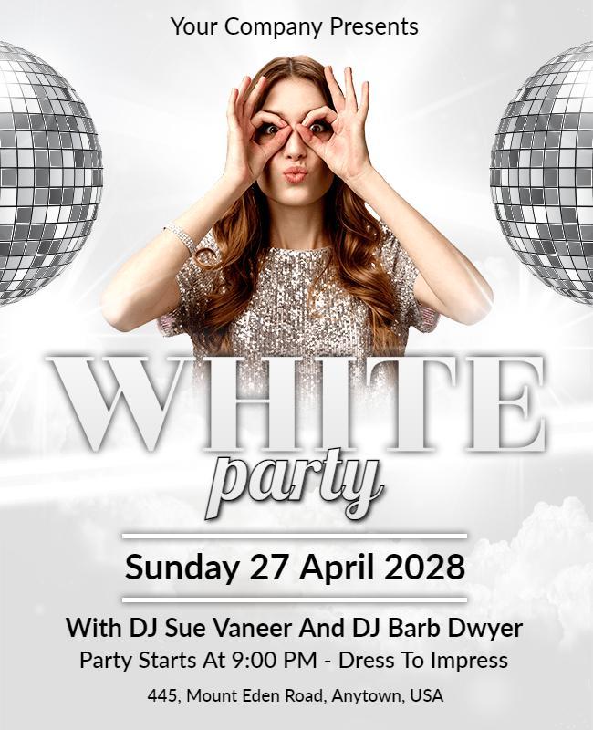 Dj Night White Party Event Flyer Template