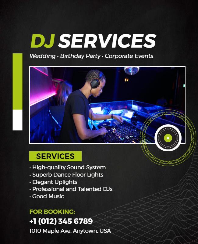 Dj Services for Weddings and Parties Flyer Template