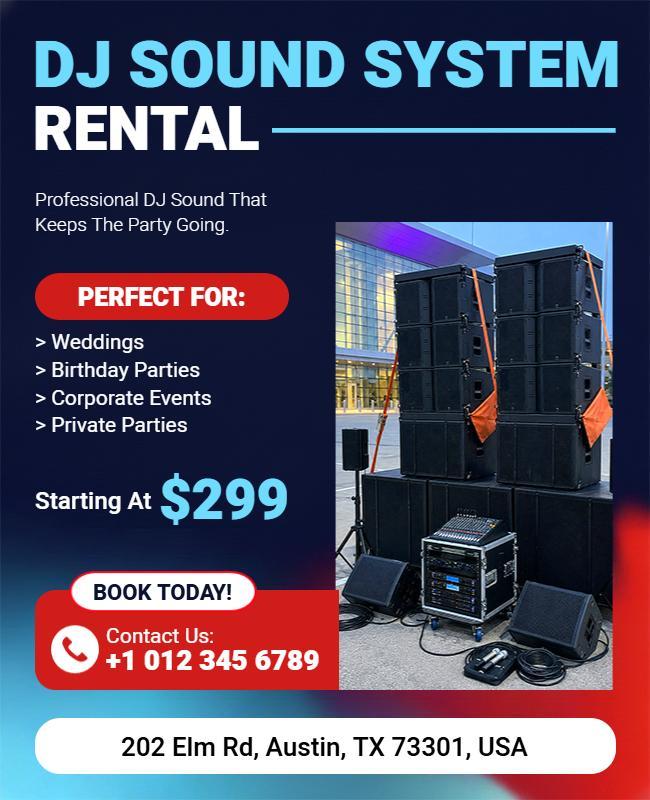 DJ Sound System Rental Services Flyer Template