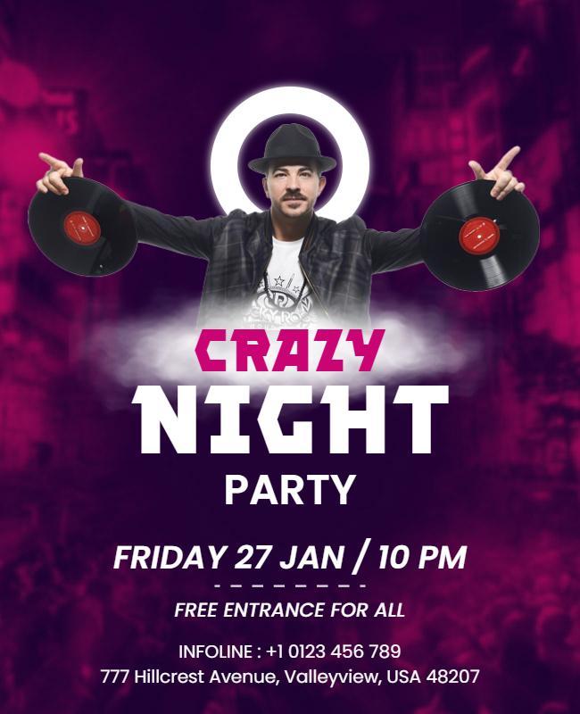 Dj Themed Crazy Night Party Flyer Template