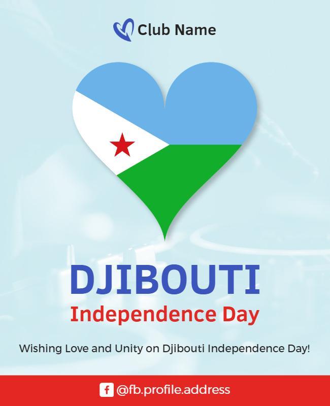 Heart-Shaped Djibouti Independence Day Celebration Flyer Template