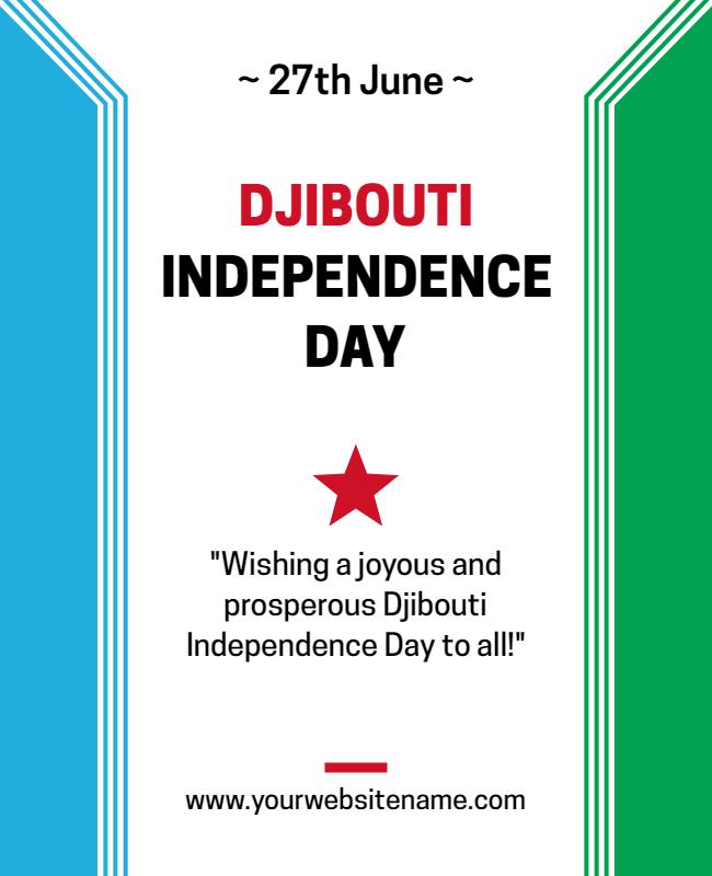 Patriotic Red and Blue Djibouti Independence Day Flyer Template