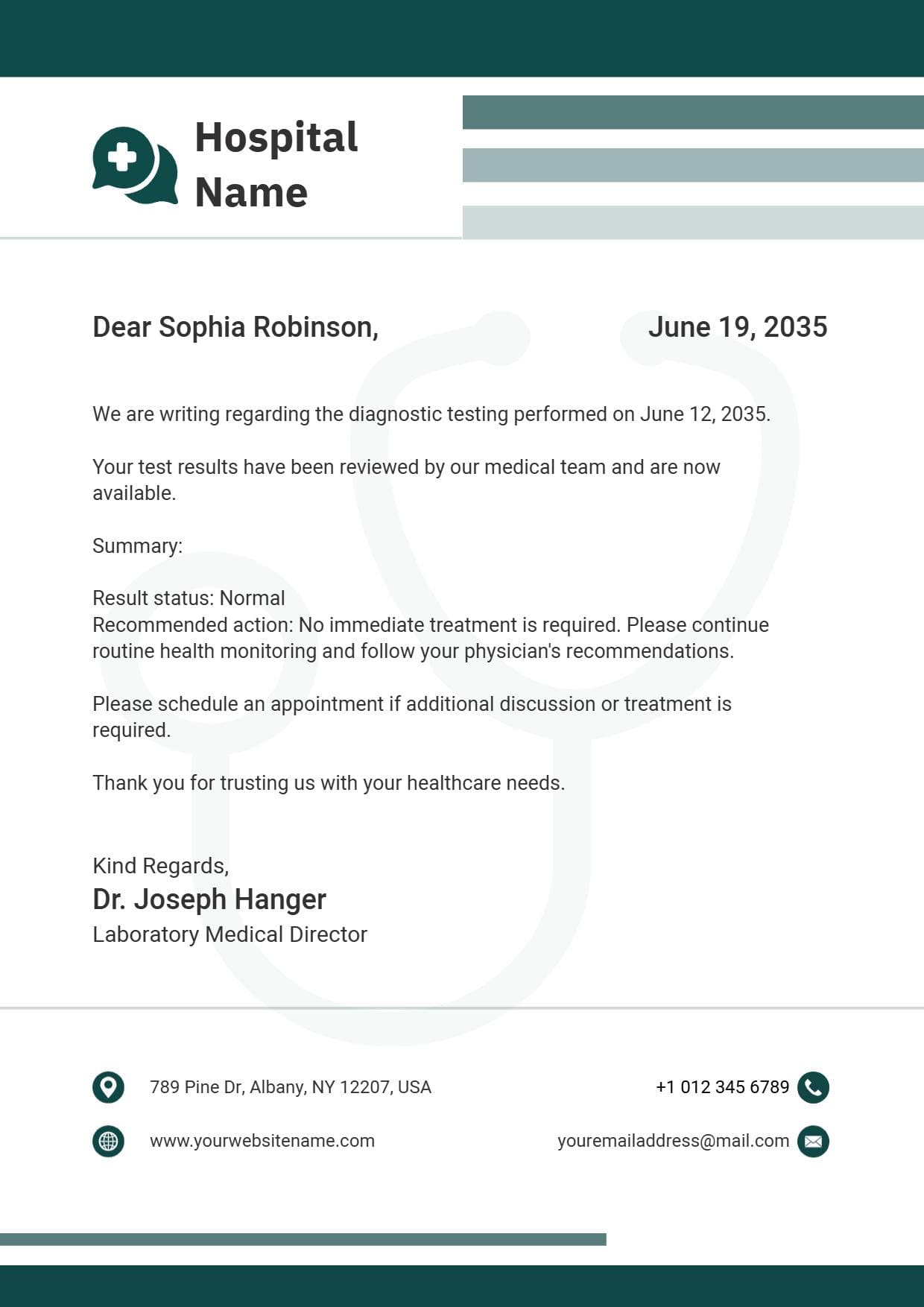 Doctor Diagnostic Report Letterhead Template