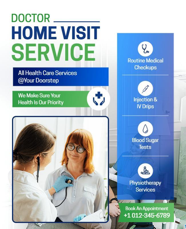 Doctor Home Visit Healthcare Services Flyer Template