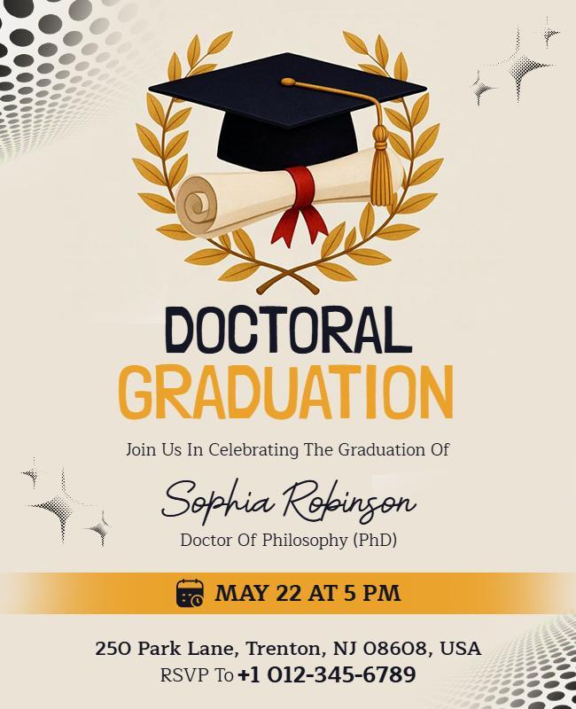Doctoral Graduation Celebration Event Flyer Template
