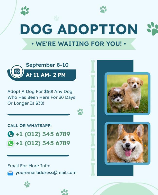 Playful Green Dog Adoption Event Flyer Template