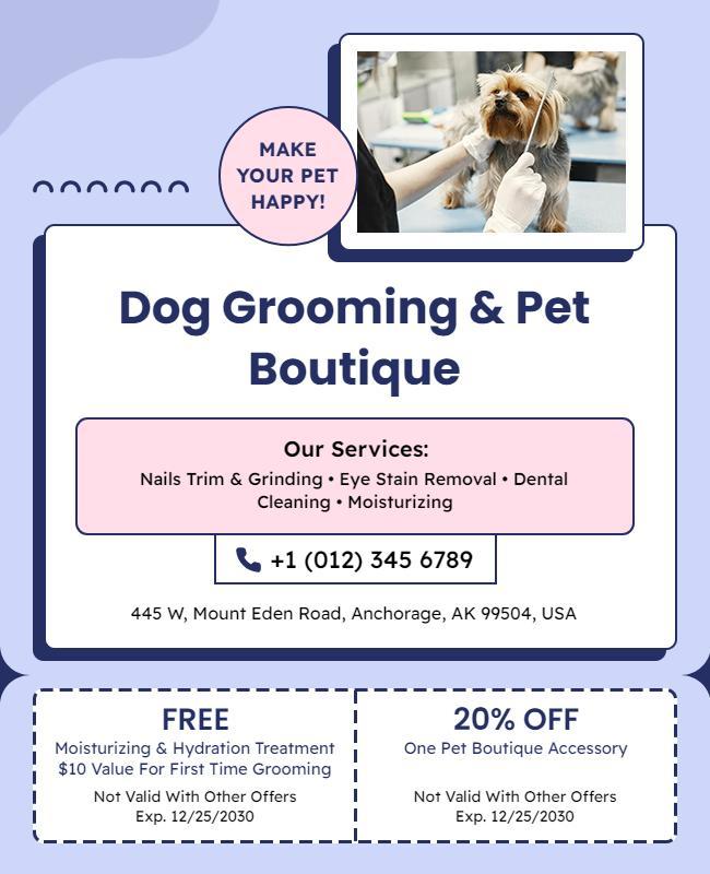 Dog Grooming and Pet Boutique Services Flyer Template