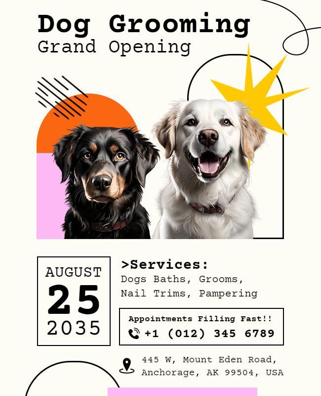 Dog Grooming Grand Opening Event Flyer Template