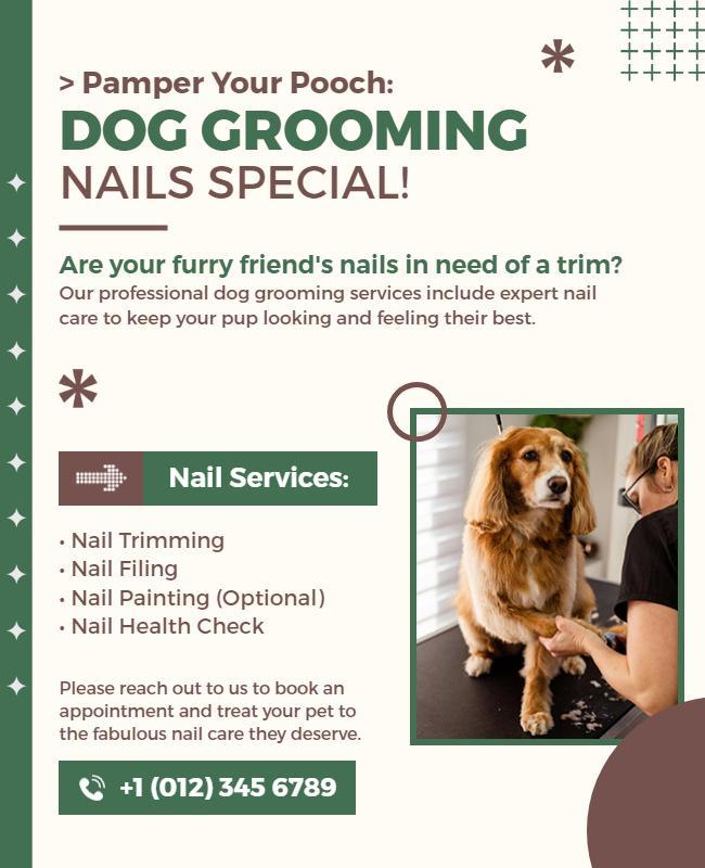 Dog Grooming Nail Care Services Flyer Template