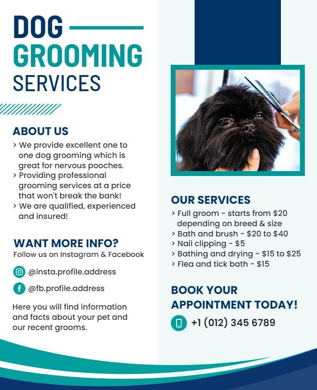 Dog Grooming Services Promotional Flyer Template